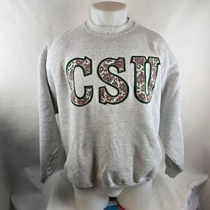 Vintage Tultex Sweatshirt Mens XL Gray Crewneck Pullover Made in USA CSU Stain